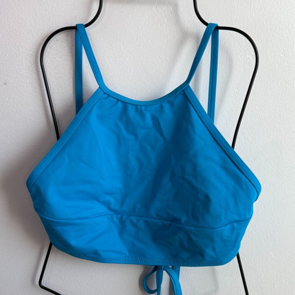 NWOT SKIMS Neon Blue Recycled Swim High Neck Bikini Top - Picture 4 of 8